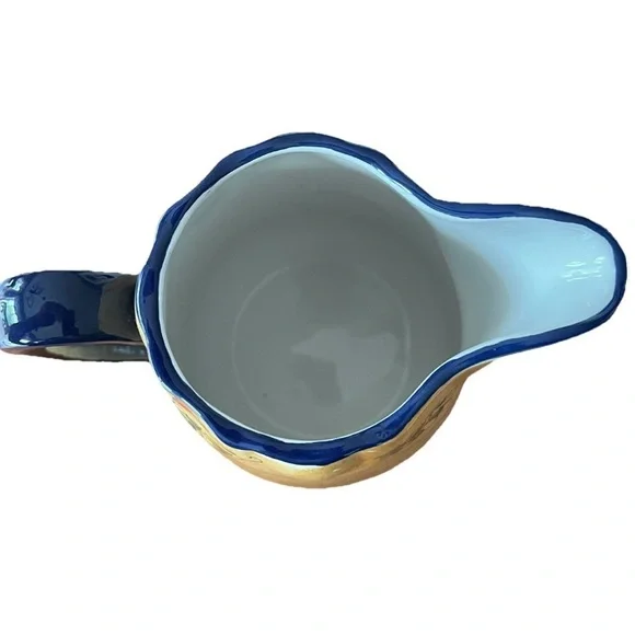 Cracker Barrel Rooster Pitcher Blue Handle Farmhouse Kitchen Decor Cottagecore - Picture 3 of 6
